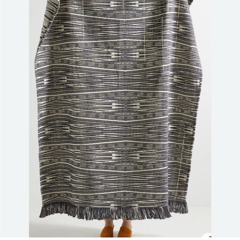 Anthropologie Kadin Gray and White Textured Blanket